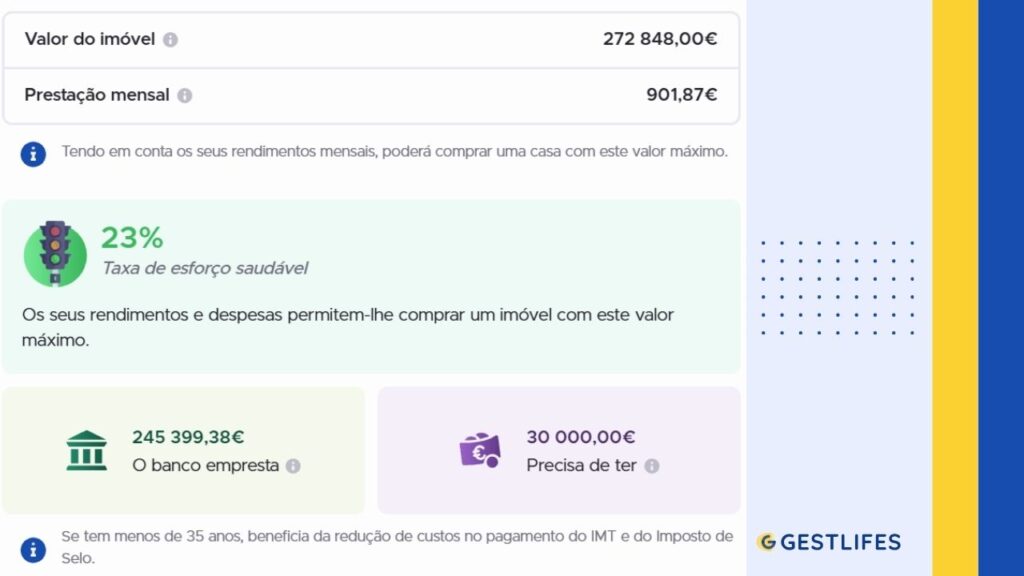 primeiro exemplo de uso do simulador de crédito habitação