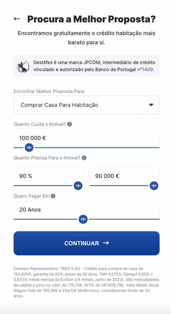 Simulador com pré-aprovação de crédito habitação