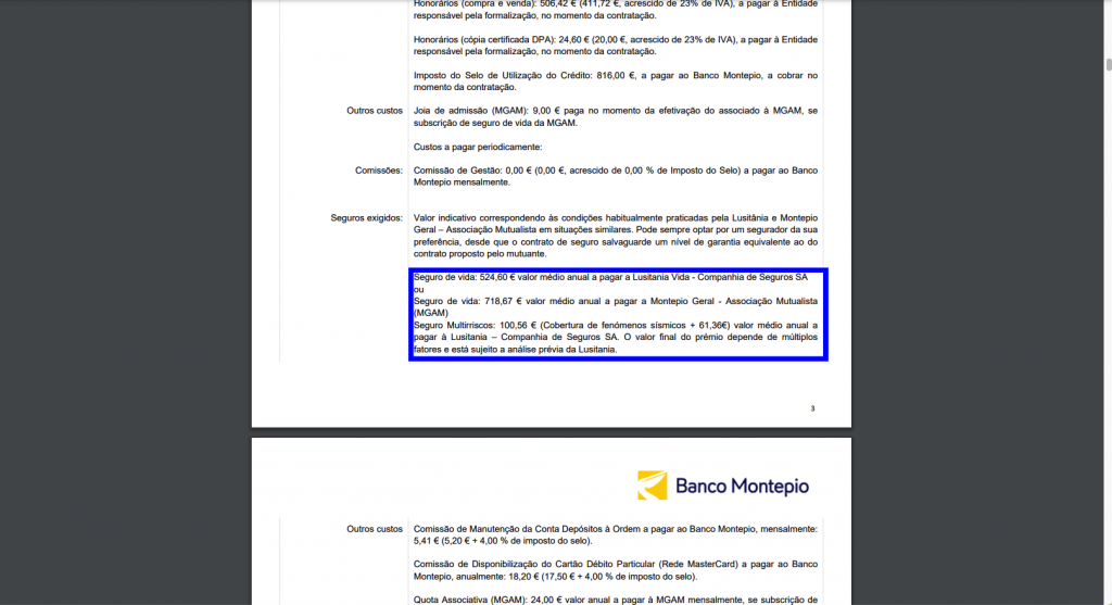 onde consultar valores dos seguros no crédito habitação