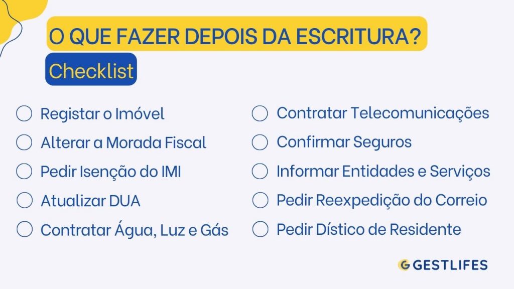 checklist o que fazer depois da escritura